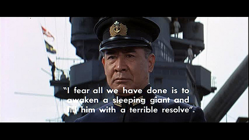 Actor Toshiro Mifune in his brilliant portrayal of Admiral Isoruku Yamamoto, from the 1968 movie "Tora! Tora! Tora!"