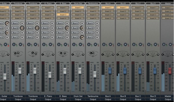 A portion of the new sound mixer console from Notion 3.0.