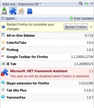 The disabled .NET Framework Assistant Firefox plug-in.