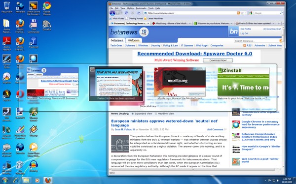 Beta 2 of Firefox 3.6 renders Betanews among its Ctrl Tab previews!