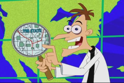 The personification of evil in the modern world: Dr. Heinz Doofenschmirtz, from Disney Channel's 'Phineas and Ferb.'