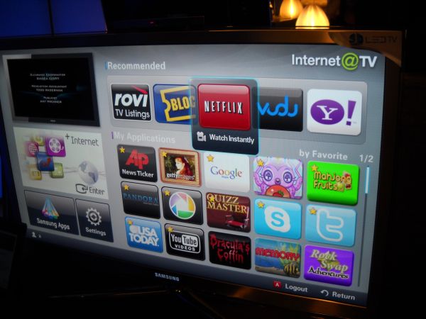 Internet applications available for downloading to Samsung's new 2010 line of HDTVs.