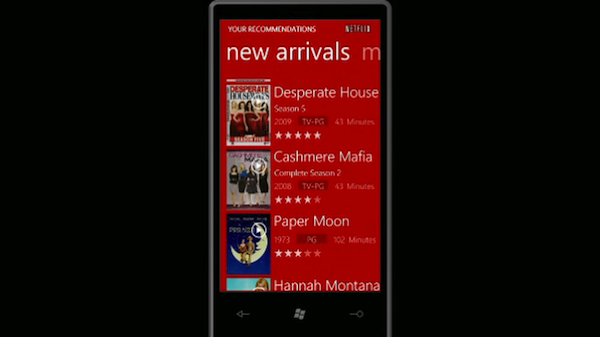 Netflix streaming for Windows Phone 7 Series