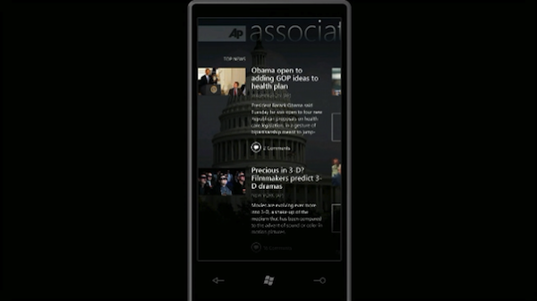 Associated Press app for Windows 7 Phone Series