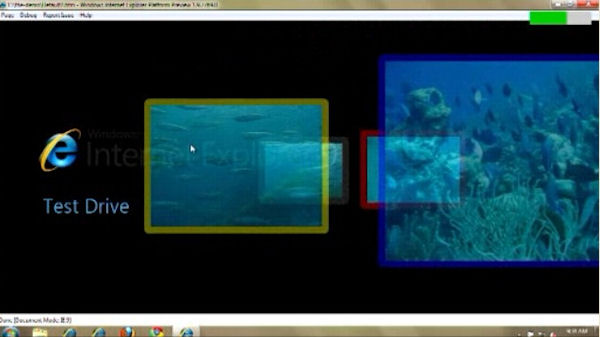 A MIX 10 test of HTML 5 video in the IE9 developers preview shows variable opacity on multiple live videos in a carousel, thanks to GPU-assisted rendering.