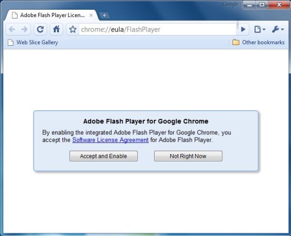 Adding Flash to the Chrome 5 bundle adds this question to the startup process.
