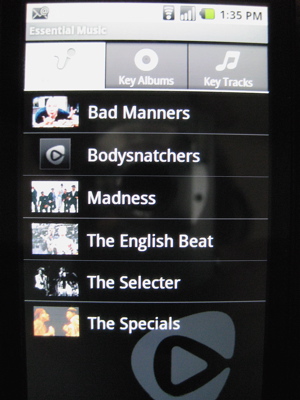 Rhapsody Android Browse by genre screen