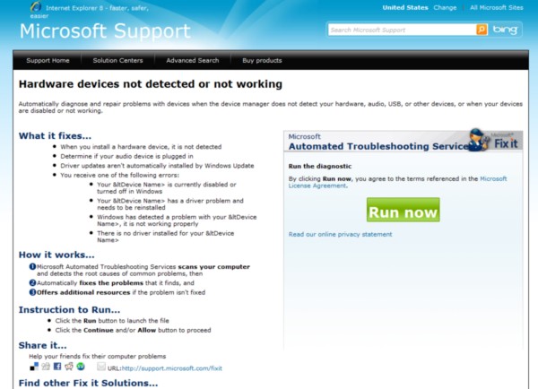 Microsoft's Support Web site now contains links to Fix-It Center scripts.