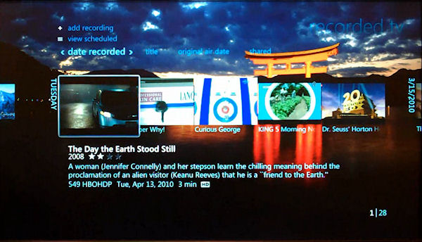 Customizable screen from Windows Media Center in Windows Embedded Standard 7.