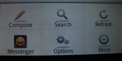 Yahoo Mail for Android command menu