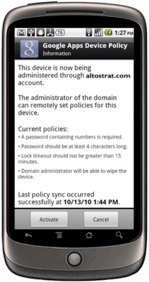 Google Apps Device Policy