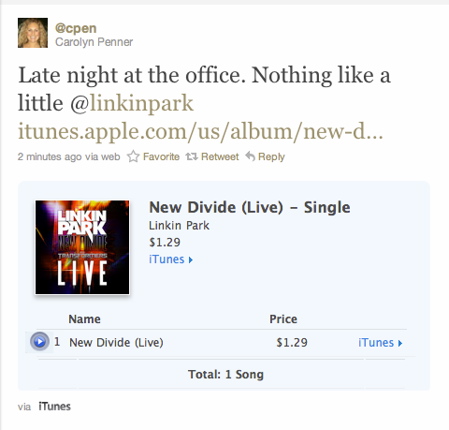 iTunes store link in Twitter