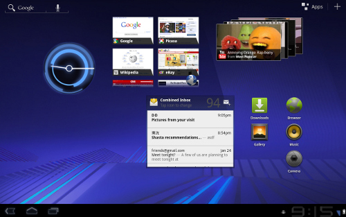 Android 3.0 Honeycomb Tablet UI