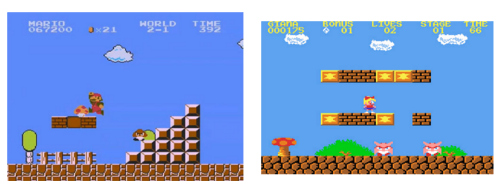 Super Mario Bros. (left) vs. Great Giana Sisters (right)