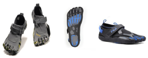 Vibram Five Fingers (left) vs. Fila Skele-Toes (right)