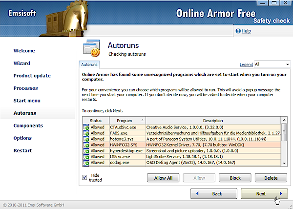 Online Armor Free 5.0
