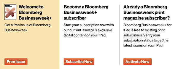 Bloomberg Businessweek subscribe options