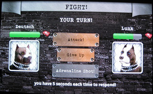 Fight screen from Dog Wars for Android, controversial game