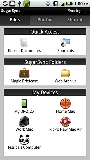 SugarSync Android UI