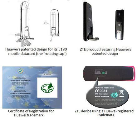 The design and trademark that Huawei sued ZTE over in Germany, Hungary, and France