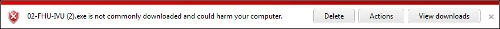 IE9 Reputation warning bar