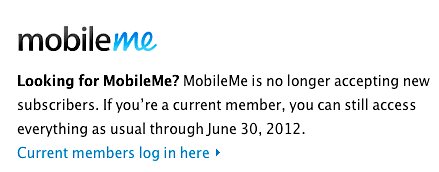 MobileMe Notice