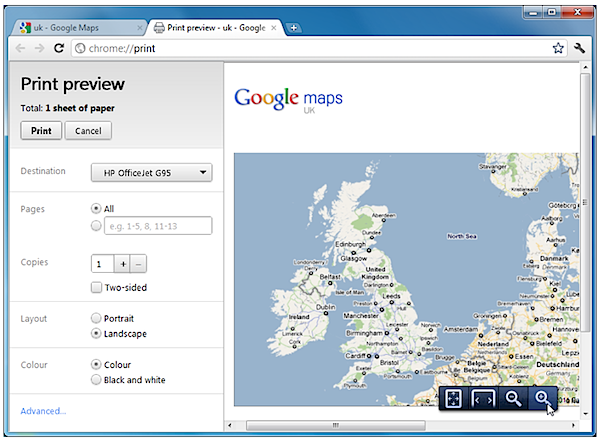 Chrome 13 print preview