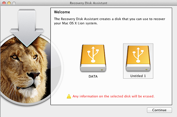 lion recovery disk assistant